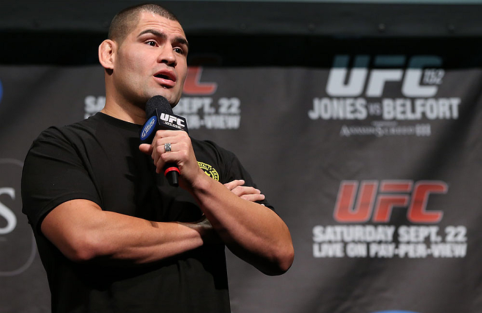 TORONTO, CANADA - SEPTEMBER 21: Cain Velasquez interacts with fans during a Q&A session before the UFC 152 weigh in at Mattamy Athletic Centre at the Gardens on September 21, 2012 in Toronto, Ontario, Canada. (Photo by Josh Hedges/Zuffa LLC/Zuffa LLC v