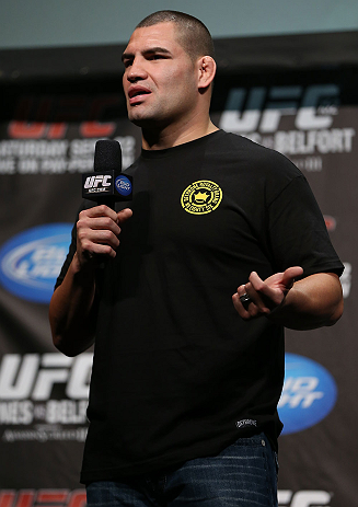TORONTO, CANADA - SEPTEMBER 21: Cain Velasquez interacts with fans during a Q&A session before the UFC 152 weigh in at Mattamy Athletic Centre at the Gardens on September 21, 2012 in Toronto, Ontario, Canada. (Photo by Josh Hedges/Zuffa LLC/Zuffa LLC v