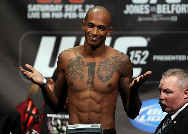TORONTO, CANADA - SEPTEMBER 21: Walel Watson weighs in during the UFC 152 weigh in at Mattamy Athletic Centre at the Gardens on September 21, 2012 in Toronto, Ontario, Canada. (Photo by Josh Hedges/Zuffa LLC/Zuffa LLC via Getty Images)