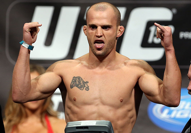 TORONTO, CANADA - SEPTEMBER 21: Mitch Gagnon weighs in during the UFC 152 weigh in at Mattamy Athletic Centre at the Gardens on September 21, 2012 in Toronto, Ontario, Canada. (Photo by Josh Hedges/Zuffa LLC/Zuffa LLC via Getty Images)