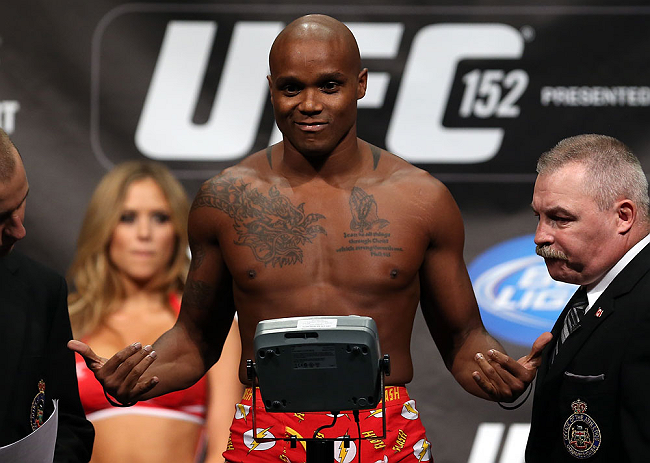 TORONTO, CANADA - SEPTEMBER 21: Marcus Brimage weighs in during the UFC 152 weigh in at Mattamy Athletic Centre at the Gardens on September 21, 2012 in Toronto, Ontario, Canada. (Photo by Josh Hedges/Zuffa LLC/Zuffa LLC via Getty Images)