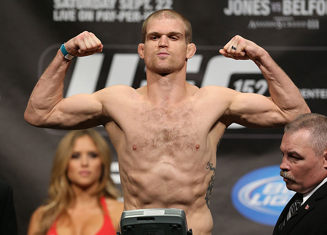 TORONTO, CANADA - SEPTEMBER 21: Evan Dunham weighs in during the UFC 152 weigh in at Mattamy Athletic Centre at the Gardens on September 21, 2012 in Toronto, Ontario, Canada. (Photo by Josh Hedges/Zuffa LLC/Zuffa LLC via Getty Images)