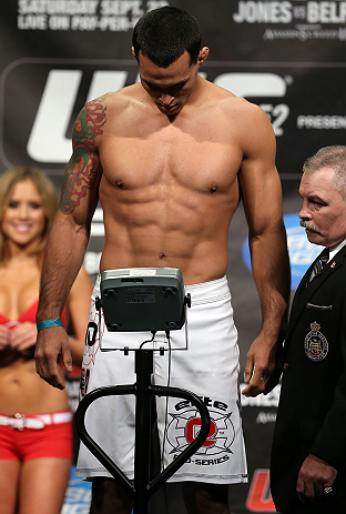 TORONTO, CANADA - SEPTEMBER 21: Vinny Magalhaes weighs in during the UFC 152 weigh in at Mattamy Athletic Centre at the Gardens on September 21, 2012 in Toronto, Ontario, Canada. (Photo by Josh Hedges/Zuffa LLC/Zuffa LLC via Getty Images)