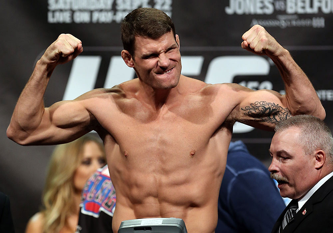 TORONTO, CANADA - SEPTEMBER 21: Michael Bisping weighs in during the UFC 152 weigh in at Mattamy Athletic Centre at the Gardens on September 21, 2012 in Toronto, Ontario, Canada. (Photo by Josh Hedges/Zuffa LLC/Zuffa LLC via Getty Images)