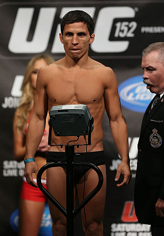 TORONTO, CANADA - SEPTEMBER 21: Joseph Benavidez weighs in during the UFC 152 weigh in at Mattamy Athletic Centre at the Gardens on September 21, 2012 in Toronto, Ontario, Canada. (Photo by Josh Hedges/Zuffa LLC/Zuffa LLC via Getty Images)