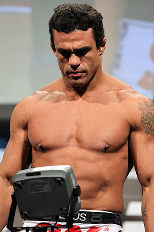 TORONTO, CANADA - SEPTEMBER 21: Vitor Belfort weighs in during the UFC 152 weigh in at Mattamy Athletic Centre at the Gardens on September 21, 2012 in Toronto, Ontario, Canada. (Photo by Mike Roach/Zuffa LLC/Zuffa LLC via Getty Images)