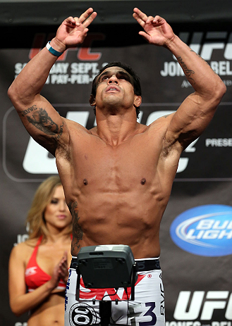 TORONTO, CANADA - SEPTEMBER 21: Vitor Belfort weighs in during the UFC 152 weigh in at Mattamy Athletic Centre at the Gardens on September 21, 2012 in Toronto, Ontario, Canada. (Photo by Josh Hedges/Zuffa LLC/Zuffa LLC via Getty Images)