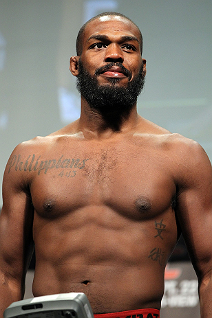 TORONTO, CANADA - SEPTEMBER 21: Jon ''Bones'' Jones weighs in during the UFC 152 weigh in at Mattamy Athletic Centre at the Gardens on September 21, 2012 in Toronto, Ontario, Canada. (Photo by Mike Roach/Zuffa LLC/Zuffa LLC via Getty Images)