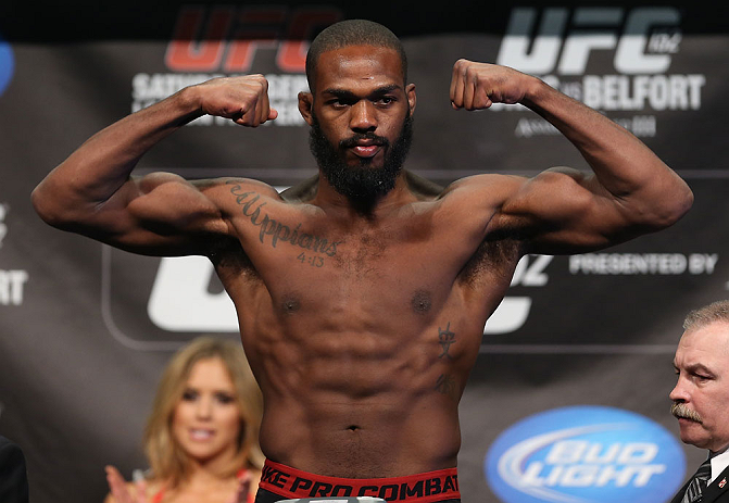 TORONTO, CANADA - SEPTEMBER 21: Jon "Bones" Jones weighs in during the UFC 152 weigh in at Mattamy Athletic Centre at the Gardens on September 21, 2012 in Toronto, Ontario, Canada. (Photo by Josh Hedges/Zuffa LLC/Zuffa LLC via Getty Images)