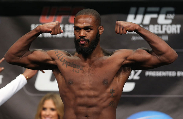TORONTO, CANADA - SEPTEMBER 21: Jon "Bones" Jones weighs in during the UFC 152 weigh in at Mattamy Athletic Centre at the Gardens on September 21, 2012 in Toronto, Ontario, Canada. (Photo by Josh Hedges/Zuffa LLC/Zuffa LLC via Getty Images)