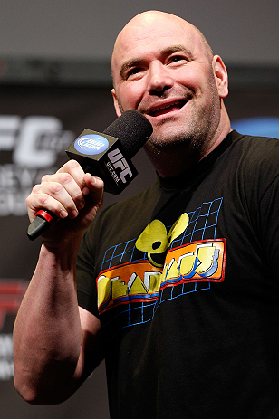 ANAHEIM, CA - FEBRUARY 22: UFC President Dana White interacts with fans during a Q&A session before the UFC 157 weigh-in at Honda Center on February 22, 2013 in Anaheim, California. (Photo by Josh Hedges/Zuffa LLC/Zuffa LLC via Getty Images)