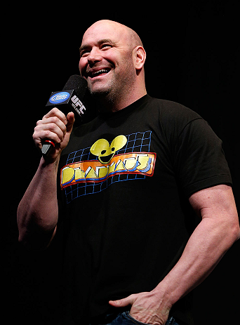 ANAHEIM, CA - FEBRUARY 22: UFC President Dana White interacts with fans during a Q&A session before the UFC 157 weigh-in at Honda Center on February 22, 2013 in Anaheim, California. (Photo by Josh Hedges/Zuffa LLC/Zuffa LLC via Getty Images)