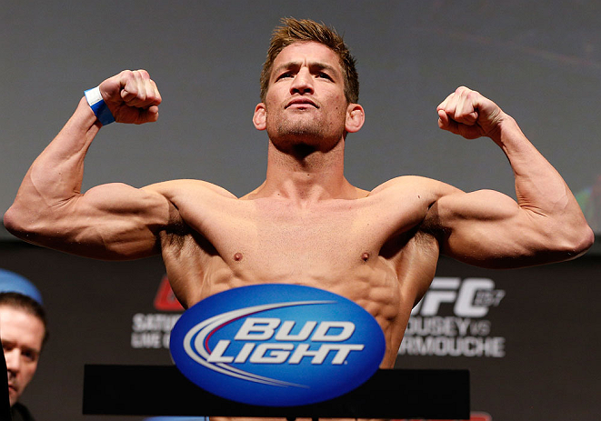 ANAHEIM, CA - FEBRUARY 22: Sam Stout weighs in during the UFC 157 weigh-in at Honda Center on February 22, 2013 in Anaheim, California. (Photo by Josh Hedges/Zuffa LLC/Zuffa LLC via Getty Images)