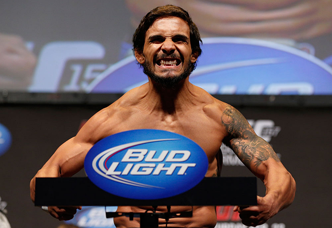 ANAHEIM, CA - FEBRUARY 22: Dennis Bermudez weighs in during the UFC 157 weigh-in at Honda Center on February 22, 2013 in Anaheim, California. (Photo by Josh Hedges/Zuffa LLC/Zuffa LLC via Getty Images)