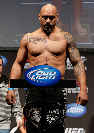 ANAHEIM, CA - FEBRUARY 22: Lavar Johnson weighs in during the UFC 157 weigh-in at Honda Center on February 22, 2013 in Anaheim, California. (Photo by Josh Hedges/Zuffa LLC/Zuffa LLC via Getty Images)
