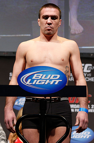 ANAHEIM, CA - FEBRUARY 22: Josh Neer weighs in during the UFC 157 weigh-in at Honda Center on February 22, 2013 in Anaheim, California. (Photo by Josh Hedges/Zuffa LLC/Zuffa LLC via Getty Images)