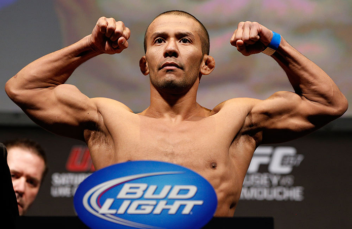ANAHEIM, CA - FEBRUARY 22: Ivan Menjivar weighs in during the UFC 157 weigh-in at Honda Center on February 22, 2013 in Anaheim, California. (Photo by Josh Hedges/Zuffa LLC/Zuffa LLC via Getty Images)