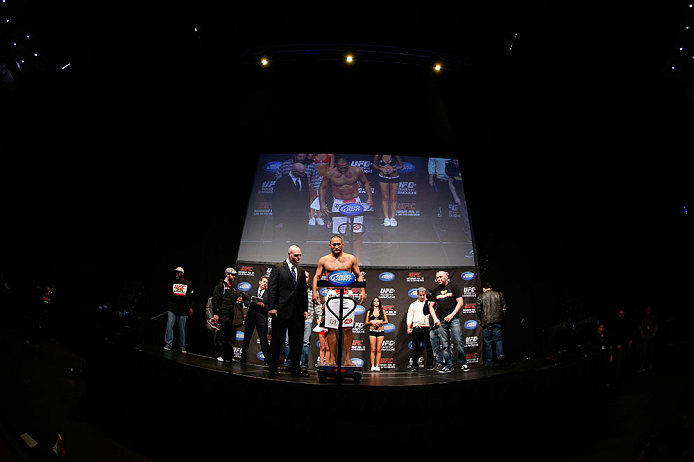 ANAHEIM, CA - FEBRUARY 22: Dan Henderson weighs in during the UFC 157 weigh-in at Honda Center on February 22, 2013 in Anaheim, California. (Photo by Josh Hedges/Zuffa LLC/Zuffa LLC via Getty Images)
