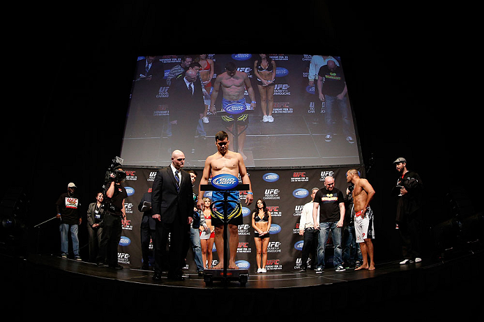 ANAHEIM, CA - FEBRUARY 22: Lyoto Machida weighs in during the UFC 157 weigh-in at Honda Center on February 22, 2013 in Anaheim, California. (Photo by Josh Hedges/Zuffa LLC/Zuffa LLC via Getty Images)