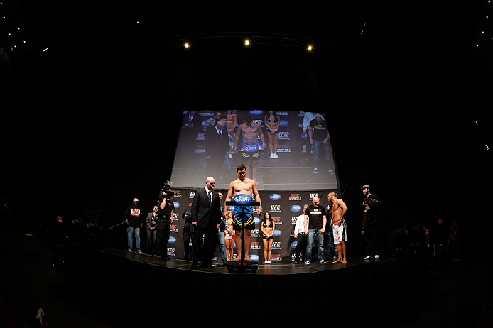 ANAHEIM, CA - FEBRUARY 22: Lyoto Machida weighs in during the UFC 157 weigh-in at Honda Center on February 22, 2013 in Anaheim, California. (Photo by Josh Hedges/Zuffa LLC/Zuffa LLC via Getty Images)