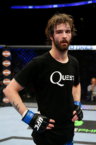NEWARK, NJ - APRIL 27: Cody McKenzie, winner by unanimous decision against Leonard Garcia, looks on after their featherweight bout during the UFC 159 event at the Prudential Center on April 27, 2013 in Newark, New Jersey. (Photo by Al Bello/Zuffa LLC/Zu