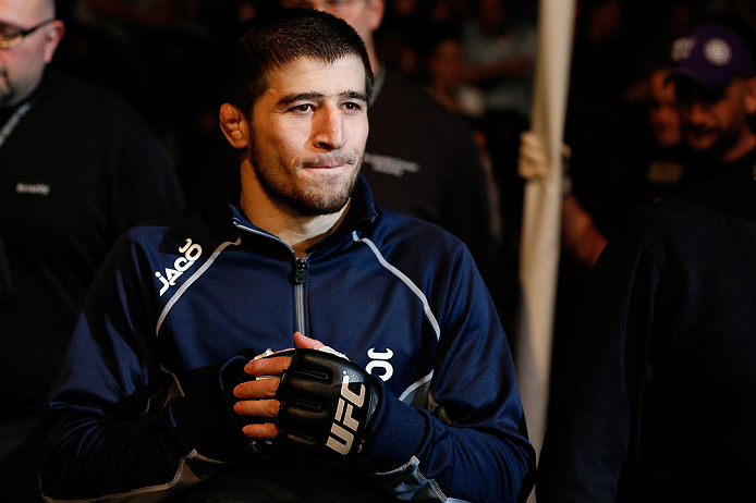 NEWARK, NJ - APRIL 27: Rustam Khabilov enters the arena before his lightweight fight against Yancy Medeiros during the UFC 159 event at the Prudential Center on April 27, 2013 in Newark, New Jersey. (Photo by Josh Hedges/Zuffa LLC/Zuffa LLC via Getty I