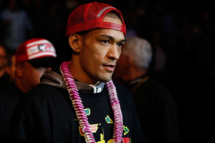 NEWARK, NJ - APRIL 27: Yancy Medeiros enters the arena before his lightweight fight against Rustam Khabilov during the UFC 159 event at the Prudential Center on April 27, 2013 in Newark, New Jersey. (Photo by Josh Hedges/Zuffa LLC/Zuffa LLC via Getty I