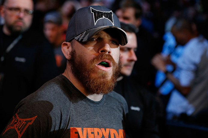 NEWARK, NJ - APRIL 27: Jim Miller enters the arena before his lightweight fight against Pat Healy during the UFC 159 event at the Prudential Center on April 27, 2013 in Newark, New Jersey. (Photo by Josh Hedges/Zuffa LLC/Zuffa LLC via Getty Images)