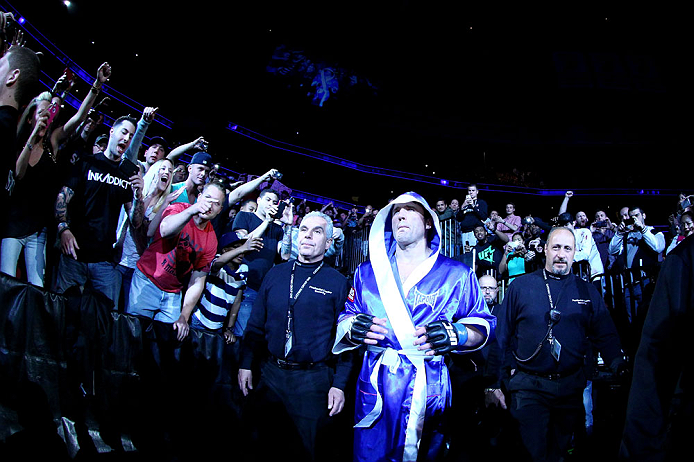 NEWARK, NJ - APRIL 27: Chael Sonnen walks to octagon before facing Jon Jones in their light heavyweight championship bout during the UFC 159 event at the Prudential Center on April 27, 2013 in Newark, New Jersey. (Photo by Al Bello/Zuffa LLC/Zuffa LLC V
