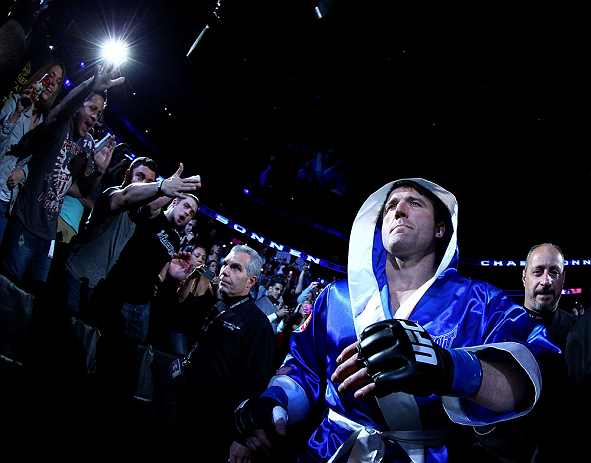 NEWARK, NJ - APRIL 27: Chael Sonnen walks to octagon before facing Jon Jones in their light heavyweight championship bout during the UFC 159 event at the Prudential Center on April 27, 2013 in Newark, New Jersey. (Photo by Al Bello/Zuffa LLC/Zuffa LLC V