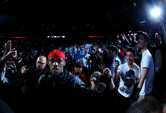 NEWARK, NJ - APRIL 27: Jon Jones walks to the octagon before facing Chael Sonnen in their light heavyweight championship bout during the UFC 159 event at the Prudential Center on April 27, 2013 in Newark, New Jersey. (Photo by Al Bello/Zuffa LLC/Zuffa L
