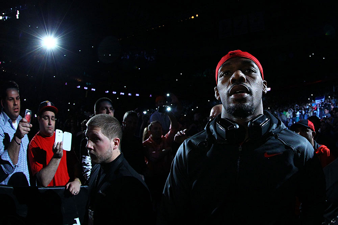 NEWARK, NJ - APRIL 27: Jon Jones walks to the octagon before facing Chael Sonnen in their light heavyweight championship bout during the UFC 159 event at the Prudential Center on April 27, 2013 in Newark, New Jersey. (Photo by Al Bello/Zuffa LLC/Zuffa L