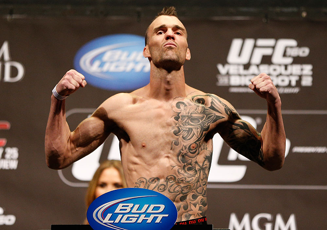 LAS VEGAS, NV - MAY 24: George Roop weighs in during the UFC 160 weigh-in at the MGM Grand Garden Arena on May 24, 2013 in Las Vegas, Nevada. (Photo by Josh Hedges/Zuffa LLC/Zuffa LLC via Getty Images)