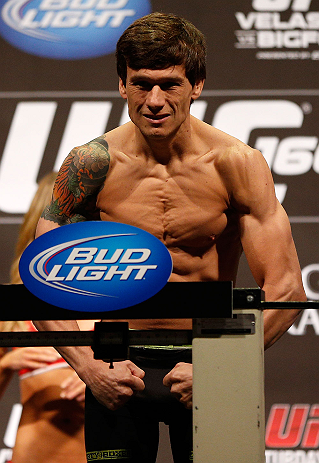 LAS VEGAS, NV - MAY 24: Brian Bowles weighs in during the UFC 160 weigh-in at the MGM Grand Garden Arena on May 24, 2013 in Las Vegas, Nevada. (Photo by Josh Hedges/Zuffa LLC/Zuffa LLC via Getty Images)