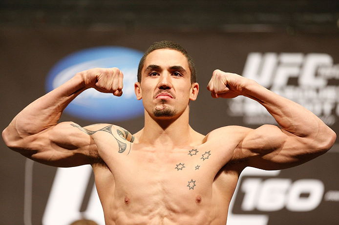LAS VEGAS, NV - MAY 24: Robert Whittaker weighs in during the UFC 160 weigh-in at the MGM Grand Garden Arena on May 24, 2013 in Las Vegas, Nevada. (Photo by Josh Hedges/Zuffa LLC/Zuffa LLC via Getty Images)
