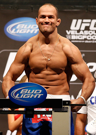 LAS VEGAS, NV - MAY 24: Junior "Cigano" dos Santos weighs in during the UFC 160 weigh-in at the MGM Grand Garden Arena on May 24, 2013 in Las Vegas, Nevada. (Photo by Josh Hedges/Zuffa LLC/Zuffa LLC via Getty Images)