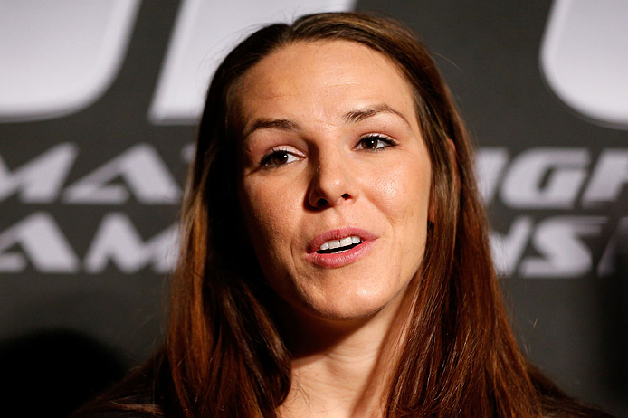 WINNIPEG, CANADA - JUNE 13: Alexis Davis interacts with media during the UFC 161 media day at The Met on June 13, 2013 in Winnipeg, Manitoba, Canada. (Photo by Josh Hedges/Zuffa LLC/Zuffa LLC via Getty Images)