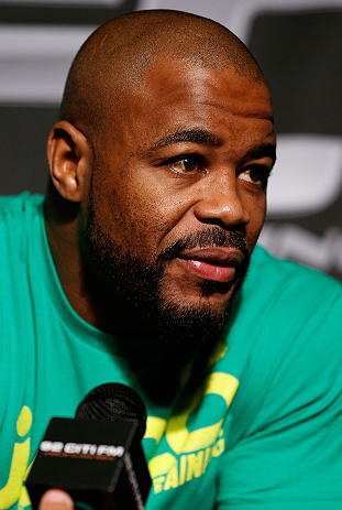 WINNIPEG, CANADA - JUNE 13: Rashad Evans interacts with media during the UFC 161 media day at The Met on June 13, 2013 in Winnipeg, Manitoba, Canada. (Photo by Josh Hedges/Zuffa LLC/Zuffa LLC via Getty Images)