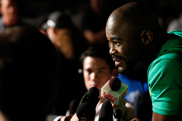 WINNIPEG, CANADA - JUNE 13: Rashad Evans interacts with media during the UFC 161 media day at The Met on June 13, 2013 in Winnipeg, Manitoba, Canada. (Photo by Josh Hedges/Zuffa LLC/Zuffa LLC via Getty Images)