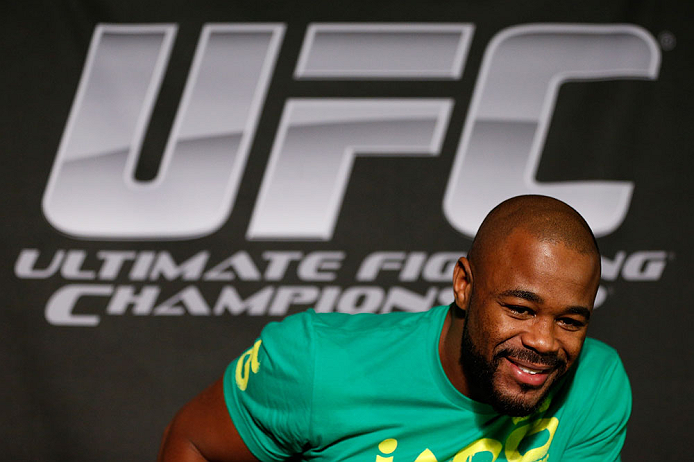WINNIPEG, CANADA - JUNE 13: Rashad Evans interacts with media during the UFC 161 media day at The Met on June 13, 2013 in Winnipeg, Manitoba, Canada. (Photo by Josh Hedges/Zuffa LLC/Zuffa LLC via Getty Images)