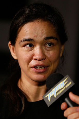 WINNIPEG, CANADA - JUNE 13: Rosi Sexton interacts with media during the UFC 161 media day at The Met on June 13, 2013 in Winnipeg, Manitoba, Canada. (Photo by Josh Hedges/Zuffa LLC/Zuffa LLC via Getty Images)