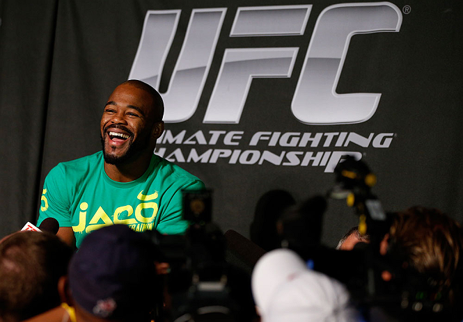 WINNIPEG, CANADA - JUNE 13: Rashad Evans interacts with media during the UFC 161 media day at The Met on June 13, 2013 in Winnipeg, Manitoba, Canada. (Photo by Josh Hedges/Zuffa LLC/Zuffa LLC via Getty Images)
