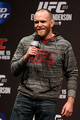 WINNIPEG, CANADA - JUNE 14: T.J. Grant interacts with fans during a Q&A session before the UFC 161 weigh-in at the MTS Centre on June 14, 2013 in Winnipeg, Manitoba, Canada. (Photo by Josh Hedges/Zuffa LLC/Zuffa LLC via Getty Images)