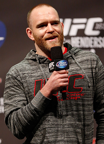 WINNIPEG, CANADA - JUNE 14: T.J. Grant interacts with fans during a Q&A session before the UFC 161 weigh-in at the MTS Centre on June 14, 2013 in Winnipeg, Manitoba, Canada. (Photo by Josh Hedges/Zuffa LLC/Zuffa LLC via Getty Images)