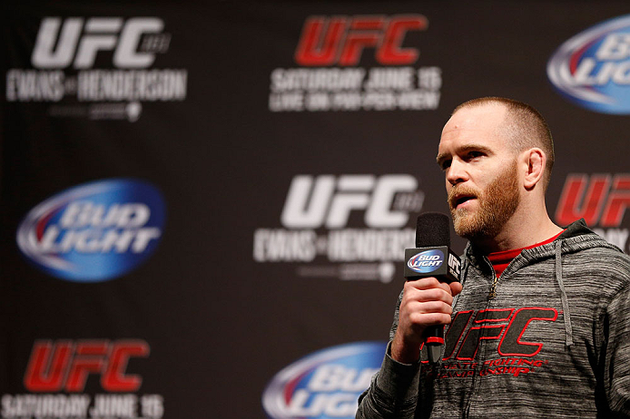 WINNIPEG, CANADA - JUNE 14: T.J. Grant interacts with fans during a Q&A session before the UFC 161 weigh-in at the MTS Centre on June 14, 2013 in Winnipeg, Manitoba, Canada. (Photo by Josh Hedges/Zuffa LLC/Zuffa LLC via Getty Images)