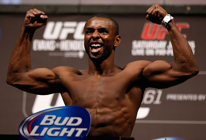 WINNIPEG, CANADA - JUNE 14: Yves Jabouin weighs in during the UFC 161 weigh-in at the MTS Centre on June 14, 2013 in Winnipeg, Manitoba, Canada. (Photo by Josh Hedges/Zuffa LLC/Zuffa LLC via Getty Images)