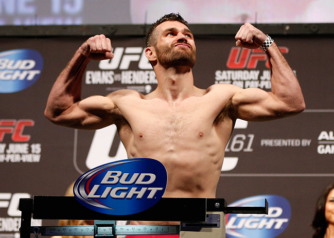 WINNIPEG, CANADA - JUNE 14: John Maguire weighs in during the UFC 161 weigh-in at the MTS Centre on June 14, 2013 in Winnipeg, Manitoba, Canada. (Photo by Josh Hedges/Zuffa LLC/Zuffa LLC via Getty Images)