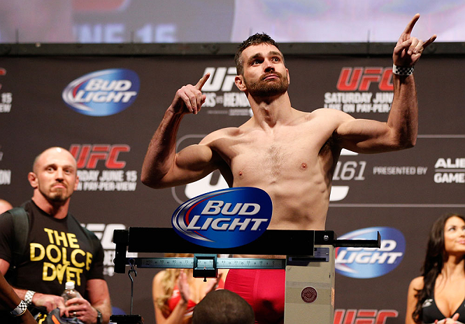 WINNIPEG, CANADA - JUNE 14: John Maguire weighs in during the UFC 161 weigh-in at the MTS Centre on June 14, 2013 in Winnipeg, Manitoba, Canada. (Photo by Josh Hedges/Zuffa LLC/Zuffa LLC via Getty Images)