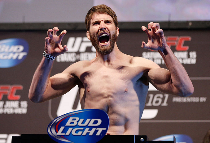 WINNIPEG, CANADA - JUNE 14: Mitch Clarke weighs in during the UFC 161 weigh-in at the MTS Centre on June 14, 2013 in Winnipeg, Manitoba, Canada. (Photo by Josh Hedges/Zuffa LLC/Zuffa LLC via Getty Images)