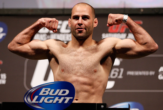 WINNIPEG, CANADA - JUNE 14: Kenny Robertson weighs in during the UFC 161 weigh-in at the MTS Centre on June 14, 2013 in Winnipeg, Manitoba, Canada. (Photo by Josh Hedges/Zuffa LLC/Zuffa LLC via Getty Images)